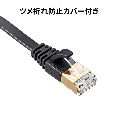 サンワサプライ 2 m フラットLANケーブル(CAT7/ブラック) KB-FLU7-02BK