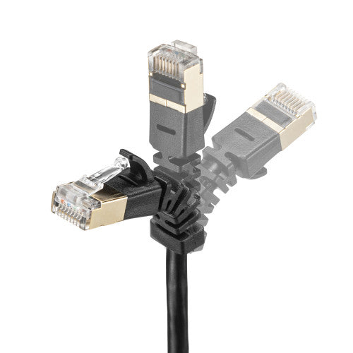 サンワサプライ 0.2m LANケーブル(CAT6A/4方向固定式) KB-T6ASYL-002BK