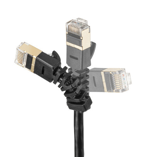 サンワサプライ 0.2m LANケーブル(CAT6A/4方向固定式) KB-T6ASYL-002BK