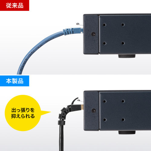 サンワサプライ 2.0m LANケーブル(CAT6A/4方向固定式) KB-T6ASYL-02BK