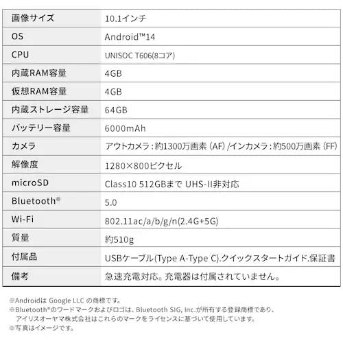 アイリスオーヤマ(IRIS OHYAMA) 10.1インチ タブレット TE10D1M64-KV1H