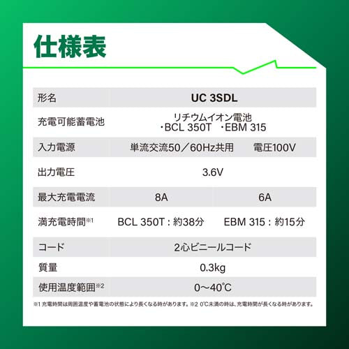 HiKOKI 3.6V 充電器 UC3SDL