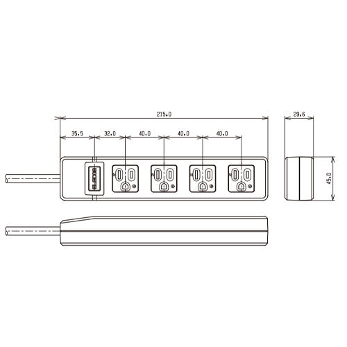 エレコム AC125V/15Ax2.5m タップ(4口・シャッター付) T-T1D-3425WH