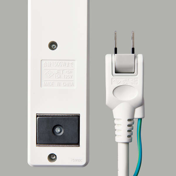 エレコム AC125V/15Ax2.5m タップ(4口・シャッター付) T-T1D-3425WH