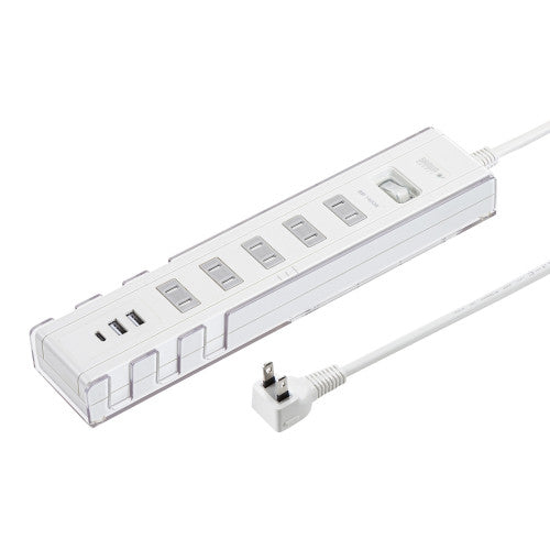 サンワサプライ AC100V/14A/3m タップ(USB充電ポート5個付/シロ TAP-B47UC-3W