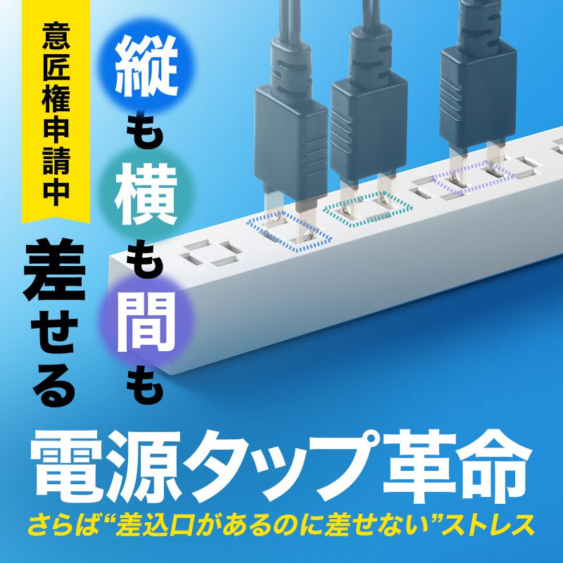 サンワサプライ AC125V/14Ax3.0m フリータップ(白/USBポート付) TAP-SLIM6UC-15W