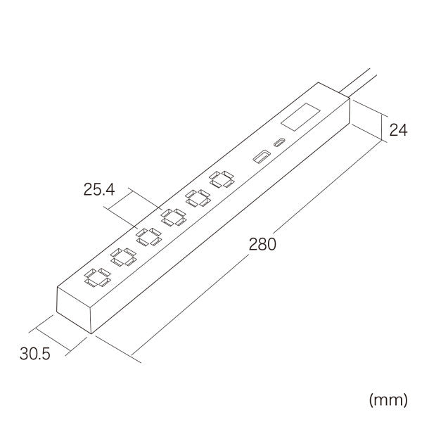 サンワサプライ AC125V/14Ax3.0m フリータップ(黒/USBポート付) TAP-SLIM6UC-15W