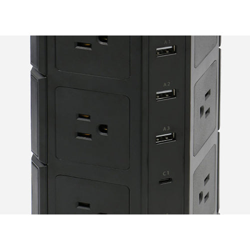ESCO(エスコ) AC100-125V タップ(12口/USBポート/タワー型) EA815GN-201