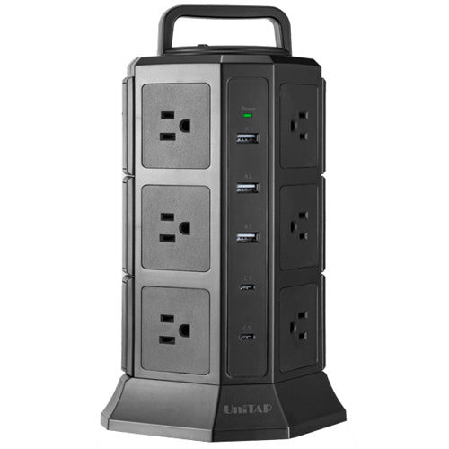 ESCO(エスコ) AC100-125V タップ(12口/USBポート/タワー型) EA815GN-201