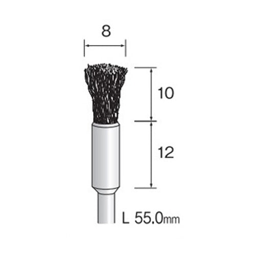 ミニター 8mm /3.0mm軸 エンド型軸付ブラシ(ステンレス/10本) FC4572