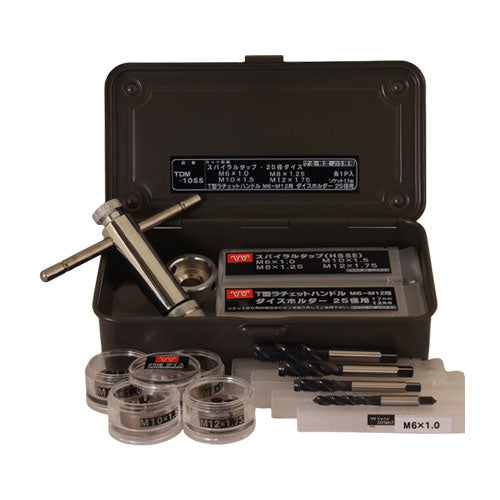 ESCO(エスコ) M6-M12 スパイラルタップ&ダイスセット(HSSE/SKS2) EA829DR-1