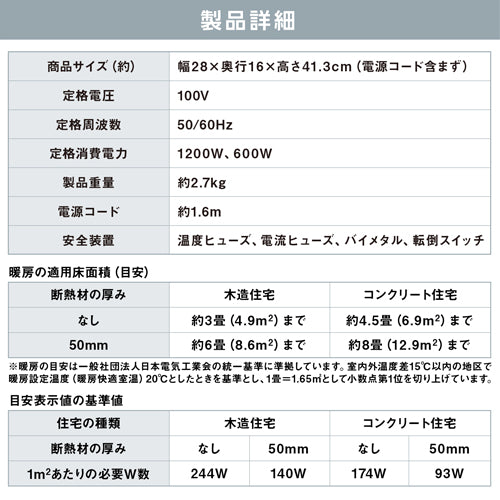 アイリスオーヤマ(IRIS OHYAMA) AC100V/1200W セラミックファンヒーター(左右首振り) ACH-LDSW12A