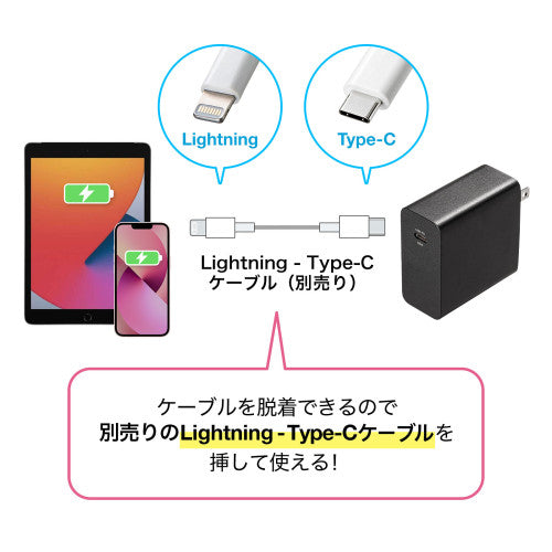 サンワサプライ AC100-240V USBPD充電器(1P/3A/黒/TypeC) ACA-PD91BK