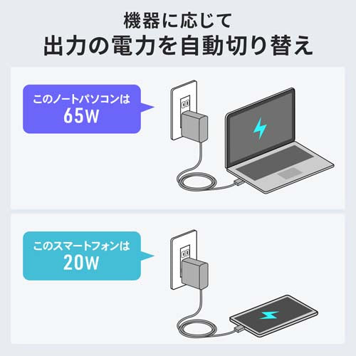 サンワサプライ AC100-240V AC充電器(USB PD対応/Type-C) ACA-PD110BK