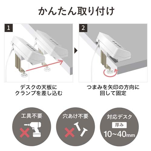 サンワサプライ AC100V/USB充電器(4ポート/クランプ式/白) ACA-IP50W
