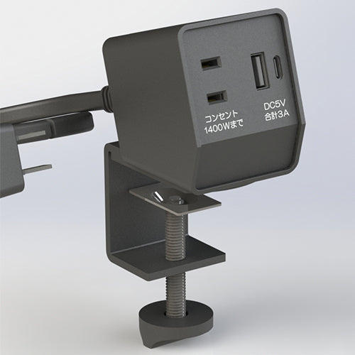 ESCO(エスコ) クランプ式タップ (USB typeA・C/黒) EA940CD-265