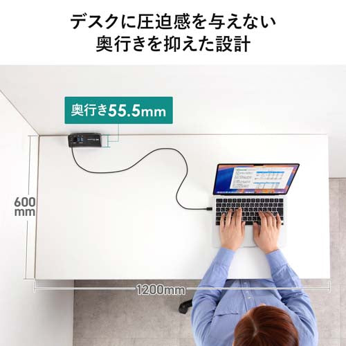 サンワサプライ AC100V/USB充電器(2+2ポート/クランプ式/黒) ACA-PD106BK