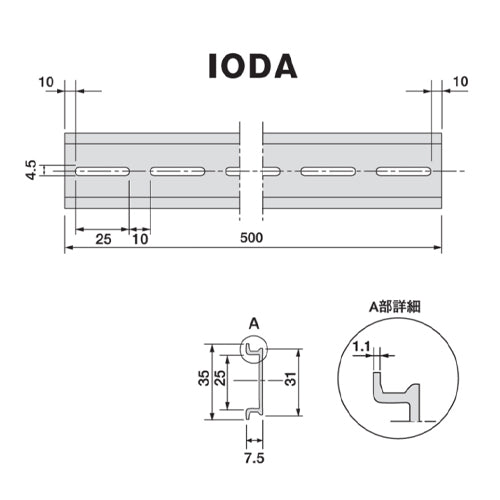 因幡電機産業(JAPPY) 500mm アルミDINレール(4本) IODA-50