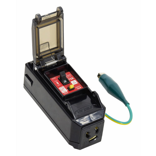 日動工業 AC100V/15A 過負荷・漏電保護コンセントアダプター PIPB-EKN-S