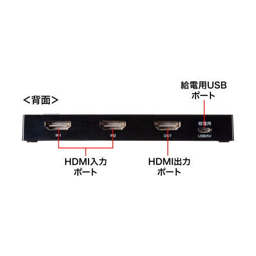 サンワサプライ HDMI切替器(2入力1出力/4K) SW-HDR21LN