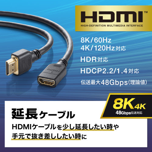 サンワサプライ 1.0m HDMI延長ケーブル KM-HD20-UEN10