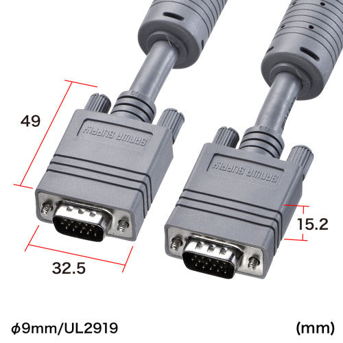 サンワサプライ 20m デュスプレイケーブル(複合同軸・コア付) KB-CHD1520K2