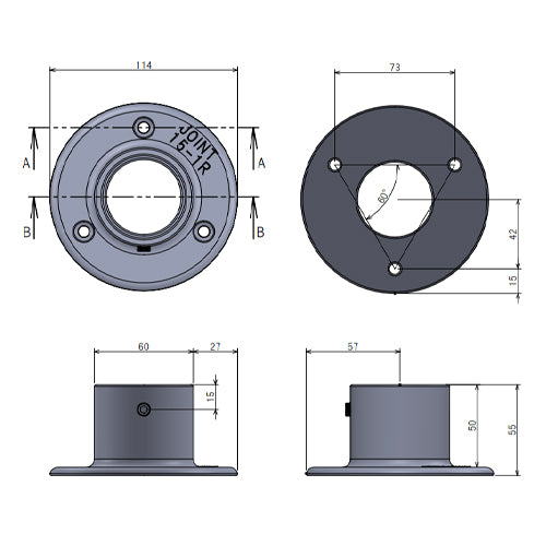 ESCO(エスコ) 48.6mm パイプジョイント(ベース/丸型) EA948TF-21A