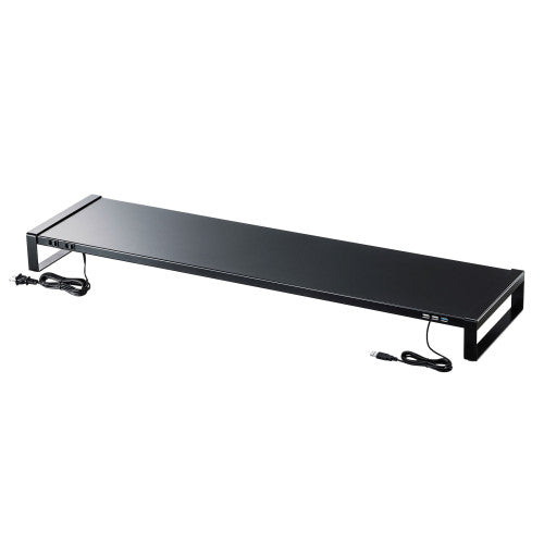 サンワサプライ 1000x257x 89mm モニタースタンド(電源タップ/USBハブ MR-LC206BKN