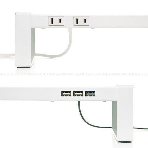 サンワサプライ 1000x257x 89mm モニタースタンド(電源タップ/USBハブ MR-LC206WN