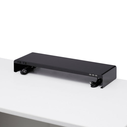 サンワサプライ 600x229x 95mm モニタースタンド(電源タップ/USBハブ MR-LC202BKN