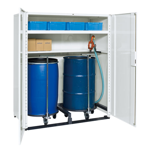サカエ 1500x790x1800mm ドラム缶保管庫 STH-1575DMW