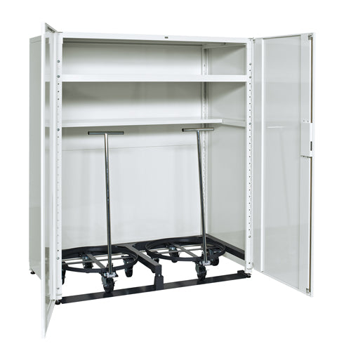 サカエ 1500x790x1800mm ドラム缶保管庫(台車2台付) STH-1575DM2W