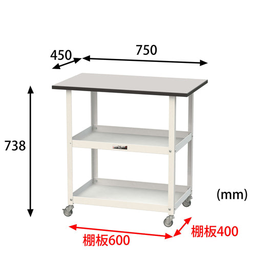 山金工業 750X450X738mm 天板付ツールワゴン(クリーンルーム対応) HTRC-7545GYW