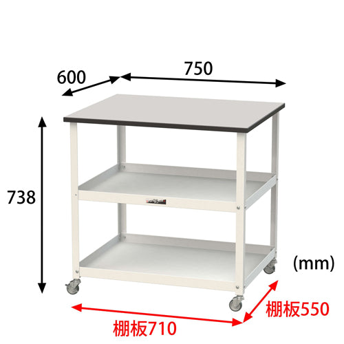 山金工業 750x600x738mm 天板付ツールワゴン(クリーンルーム対応) HTRC-7560GYW
