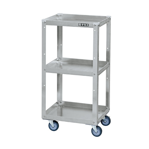 サカエ 400x330x800mm アルミ製ツールワゴン(導電ゴム車) SPE-03DJAL
