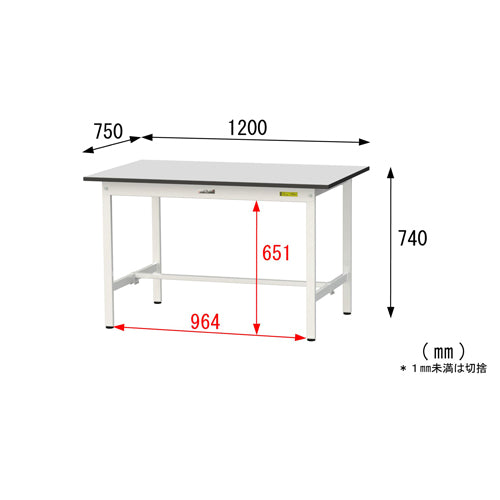 山金工業 1200x750x740mm ワークテーブル(クリーンルーム対応) SUR-1275-GYW