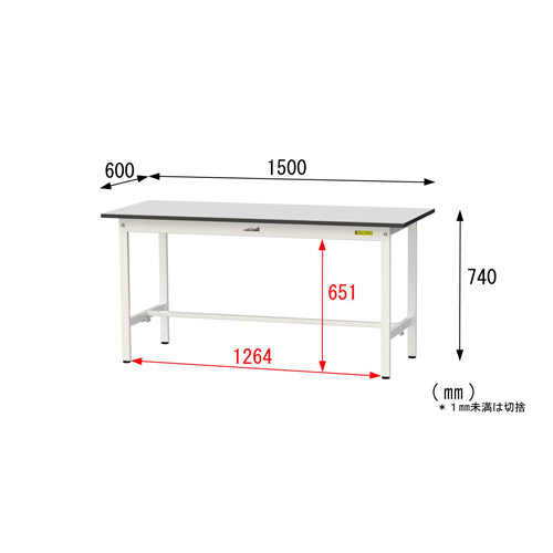 山金工業 1500x600x740mm ワークテーブル(クリーンルーム対応) SUR-1560-GYW