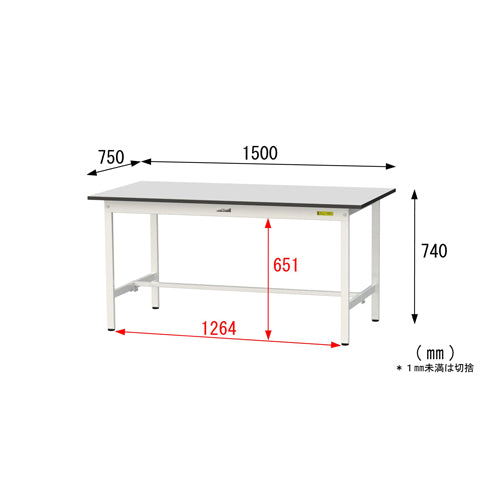 山金工業 1500x750x740mm ワークテーブル(クリーンルーム対応) SUR-1575-GYW