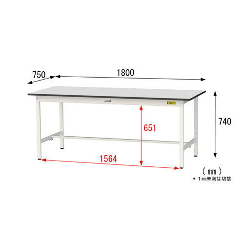 山金工業 1800x750x740mm ワークテーブル(クリーンルーム対応) SUR-1875-GYW
