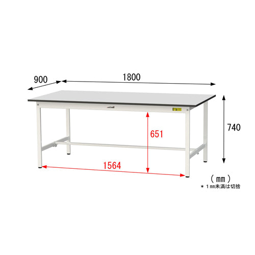 山金工業 1800x900x740mm ワークテーブル(クリーンルーム対応) SUR-1890-GYW