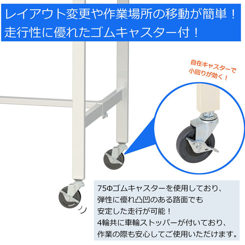 山金工業 1800x600x825mm ワークテーブル(キャスター付) SUPC-1860-WW
