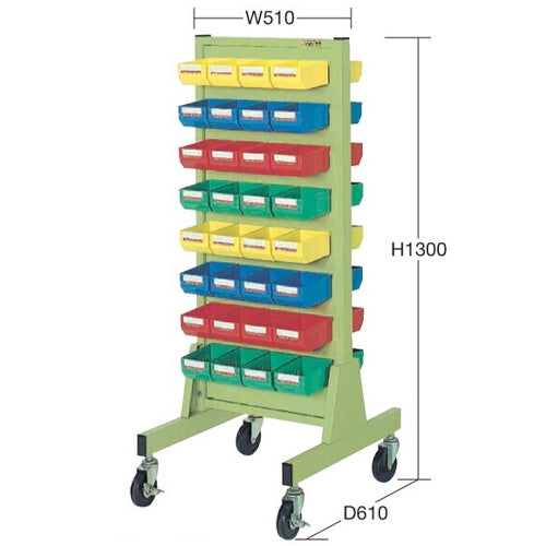サカエ 510x610x1300mm パーツトレーラック(両面/64個) ZBW-5Y