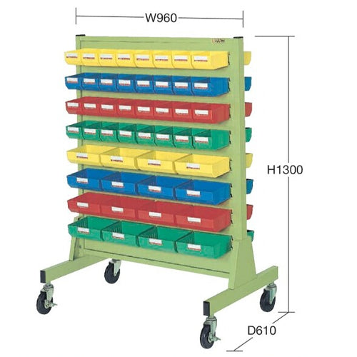サカエ 960x610x1300mm パーツトレーラック(両面/96個) ZAW-8Y