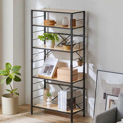 アイリスオーヤマ(IRIS OHYAMA) 760x345x1592mm 連結式スチールラック(木天板) KRSR-5