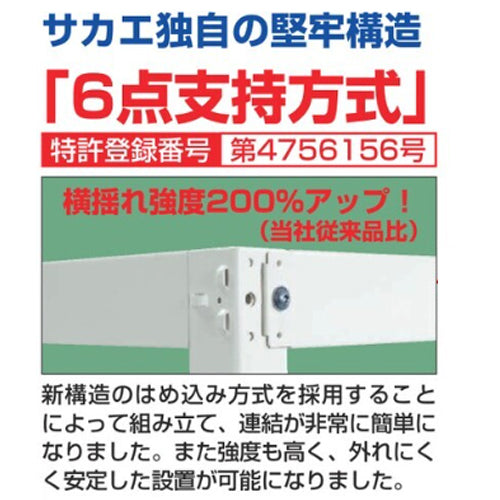 サカエ 1200x570x1950mm コンテナラック(50L/連結用) MR-1950BLR