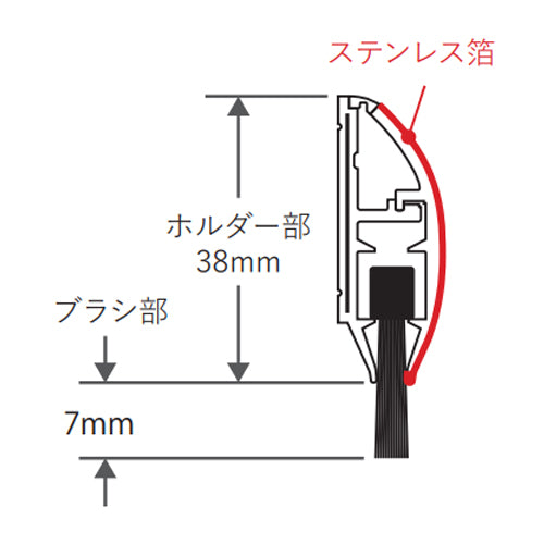 ESCO(エスコ) 7mmx1.0m 防鼠シールブラシ(粘着/PP/黒) EA979KN-1