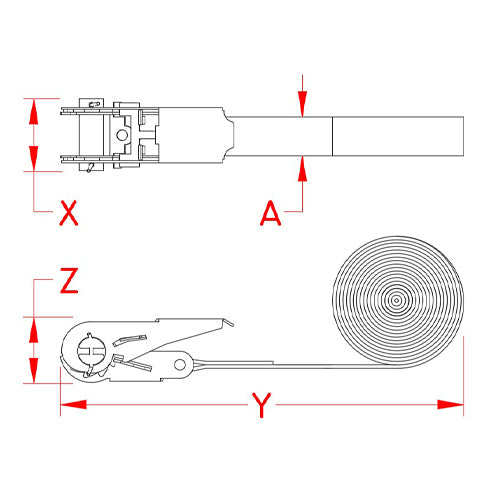 ESCO(エスコ) 25mmx9m/199kg ベルト荷締機(ラチェット式) EA982BB-69
