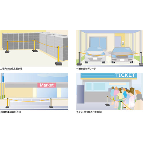 中発販売 300x300x872mm チェーンスタンド(チェーン内蔵/2本) BN-685YSTSET