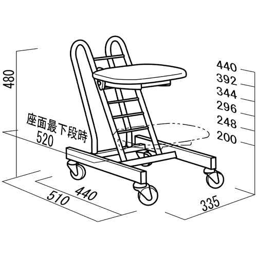 ESCO(エスコ) 335x510x210-450mm ワークチェアー EA986EC-144