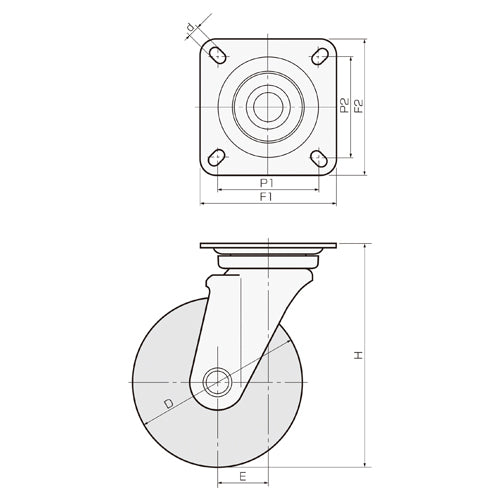東正車輌(TOSEI) 150mm キャスター(自在金具/Wストッパー/高導電) WJ-150RBE-WS